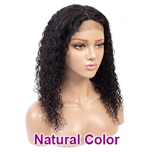 Естественный цвет Soft Feel Hair 4*4 Омбре Кружева Закрытие парик 150% плотность Remy человеческие волосы Закрытие парики для черных женщин бразильский кудрявый парик - Цвет: Естественный цвет