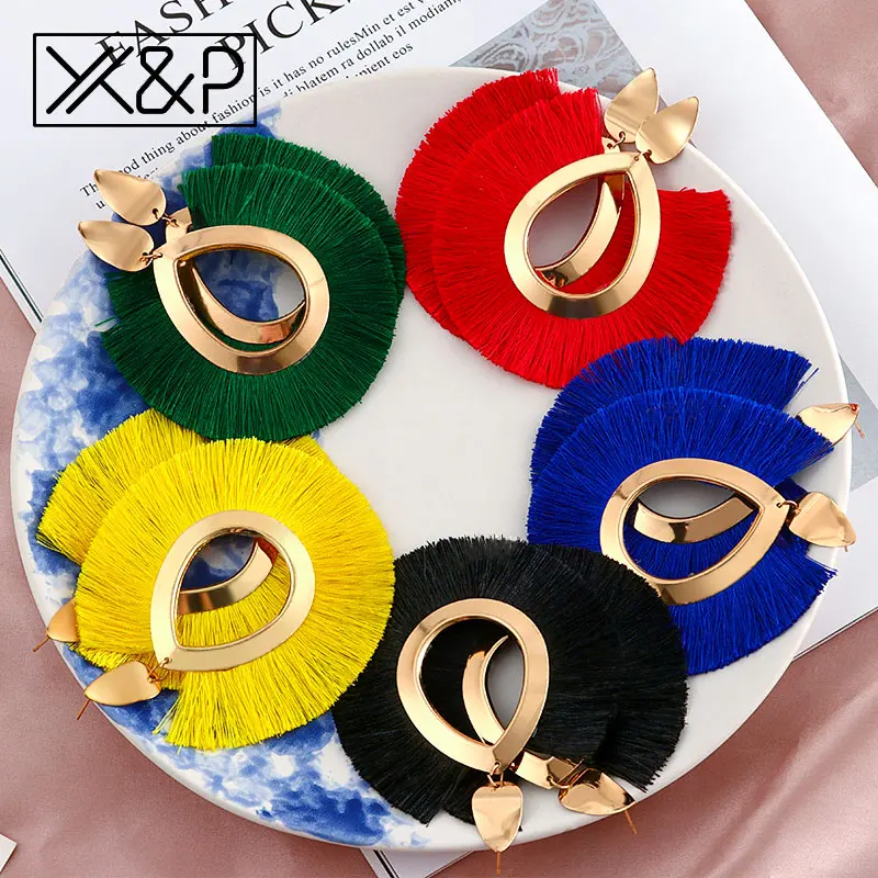 

X&P Fashion Bohemian Big Tassel Earrings for Women 2020 Trendy Statement Large Fringe Drop Dangle Earring Za Pendientes Jewelry