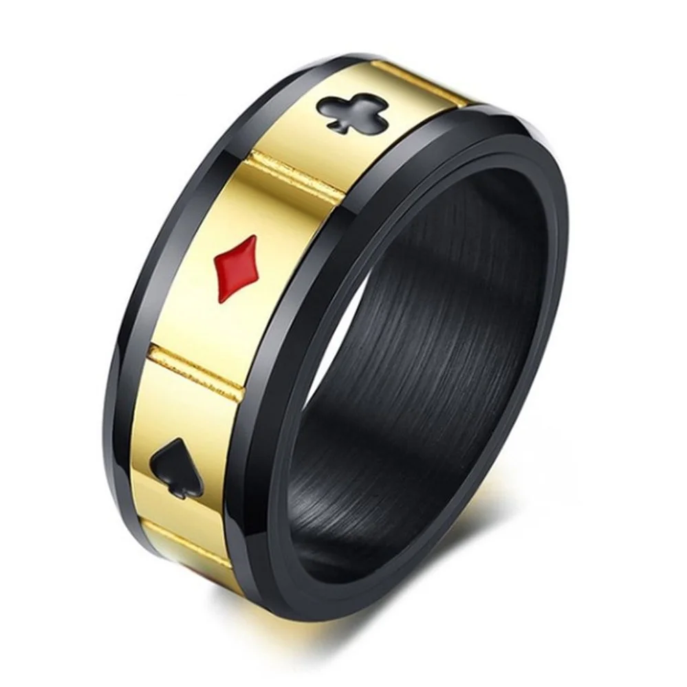 

New Trend Element Punk Hip Hop Retro Style Poker Ring Gothic Fashion Men and Women Holiday Gifts Jewelry Jewelry Wholesale