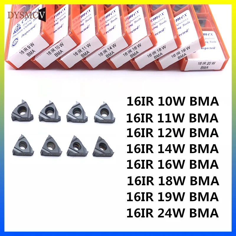 10 шт. 16IR 10 Вт 11 Вт 12 Вт 14 Вт 16W18W19W24W BMA Высококачественная Резьбовая Вольфрамовая сталь карбидная вставка токарный станок с ЧПУ фрезеровочный резак