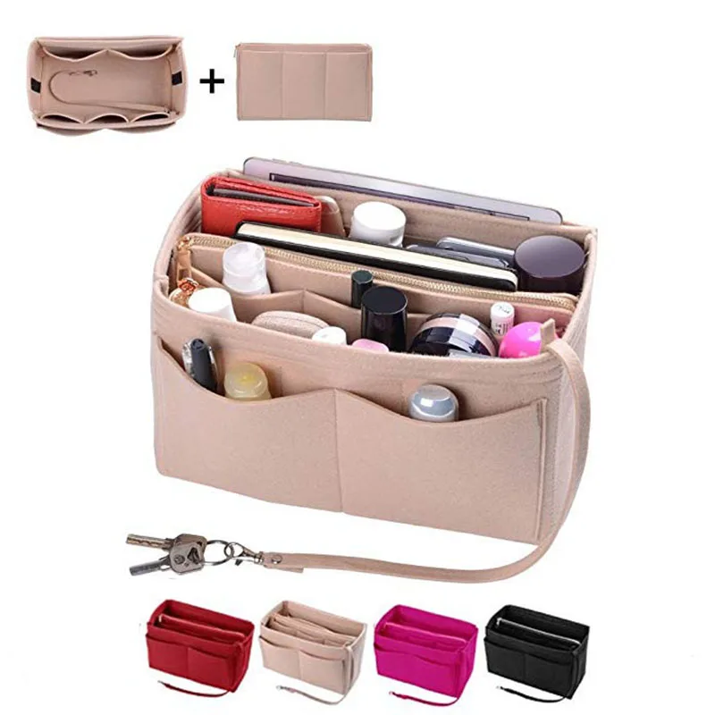 Фирменный органайзер для макияжа HHYUKIMI, войлочная сумка для сумочки, дорожный Внутренний кошелек, портативные косметички для различных брен...