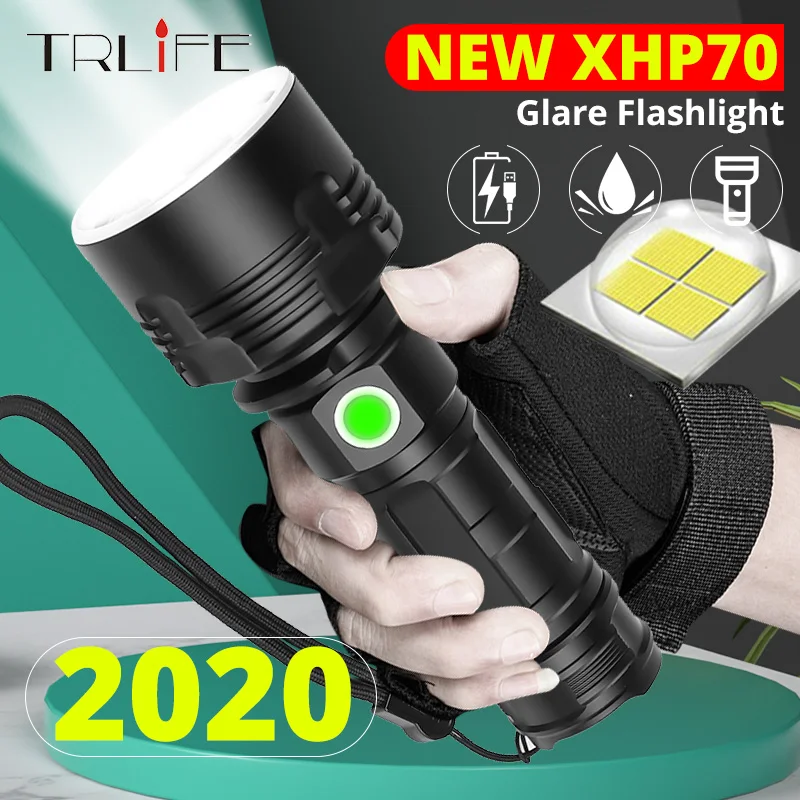 Супер мощный светодиодный фонарик L2 четырехъядерный XHP70 тактический фонарь 26650