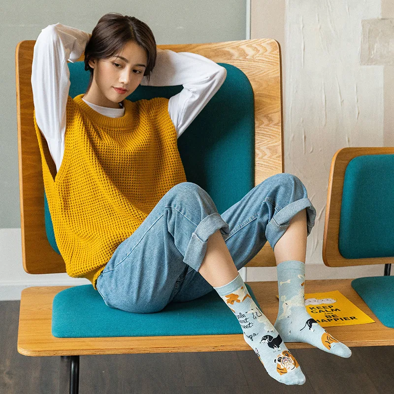 Носки женские креативные смешные милые Мультяшные носки унисекс с рисунком