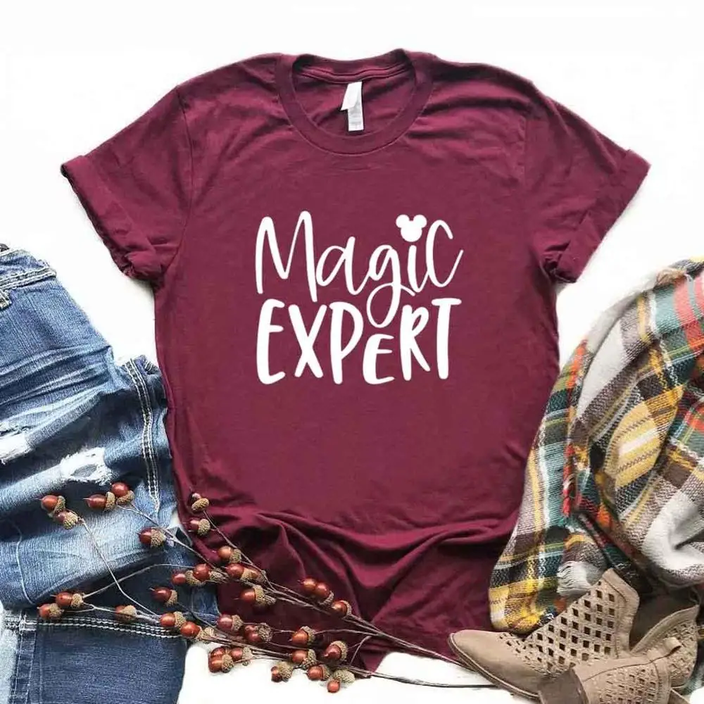 

Women T Shirt Magic Expert Letters Print Tshirt Women Short Sleeve O Neck Loose T-shirt Ladies Summer Causal Tee Shirt Clothes