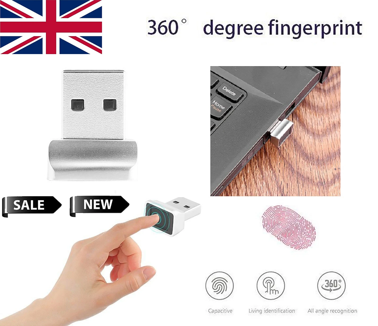 USB Fingerprint Reader 360 degree instant match Sensor Login for Windows PCs Laptops Smart ID Encryption | Компьютеры и офис