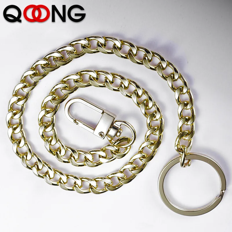 QOONG,, золотой, серебряный, черный, модный мужской, женский брелок, анти-потеря, длинная цепочка, брелок, металлический, автомобильный брелок, сумка, подвеска, Y54