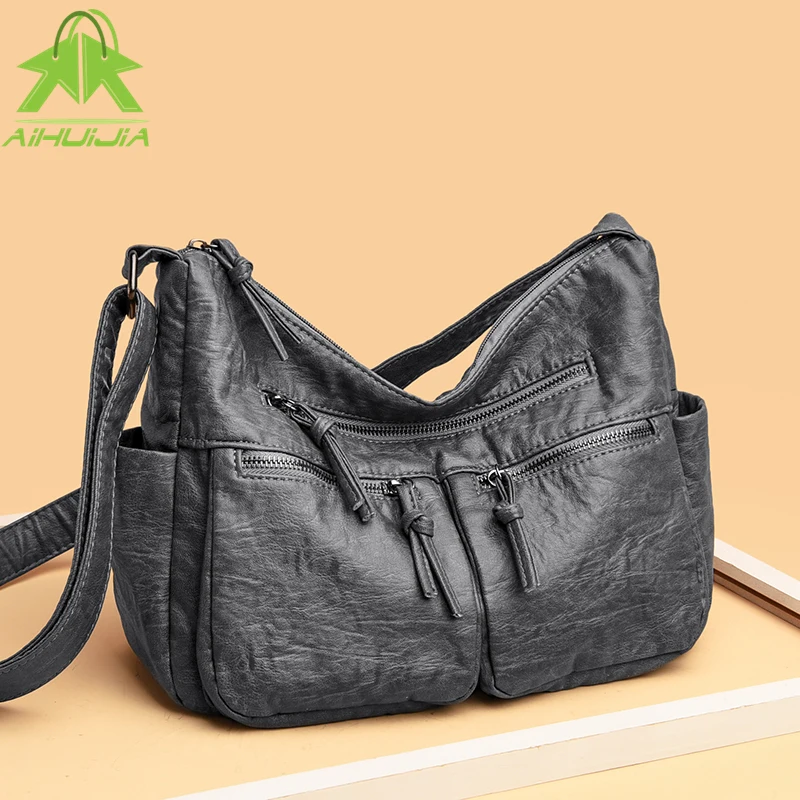 

Fashion Retro Women Messenger Bags New High Quality Soft Pu Leather Luxury Handbag Designer High Capacity Ladies Shoulder Bag