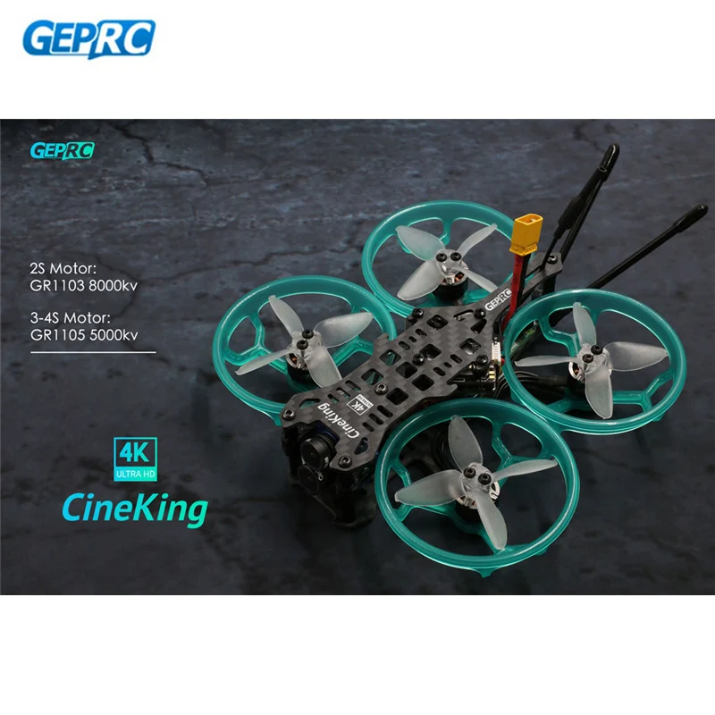 Гоночный Дрон GEPRC CineKing 4K 95 мм 3 4S 2 дюйма FPV BNF/PNP 1105 5000KV двигатель F4 OSD 12A BLheli_S ESC Caddx