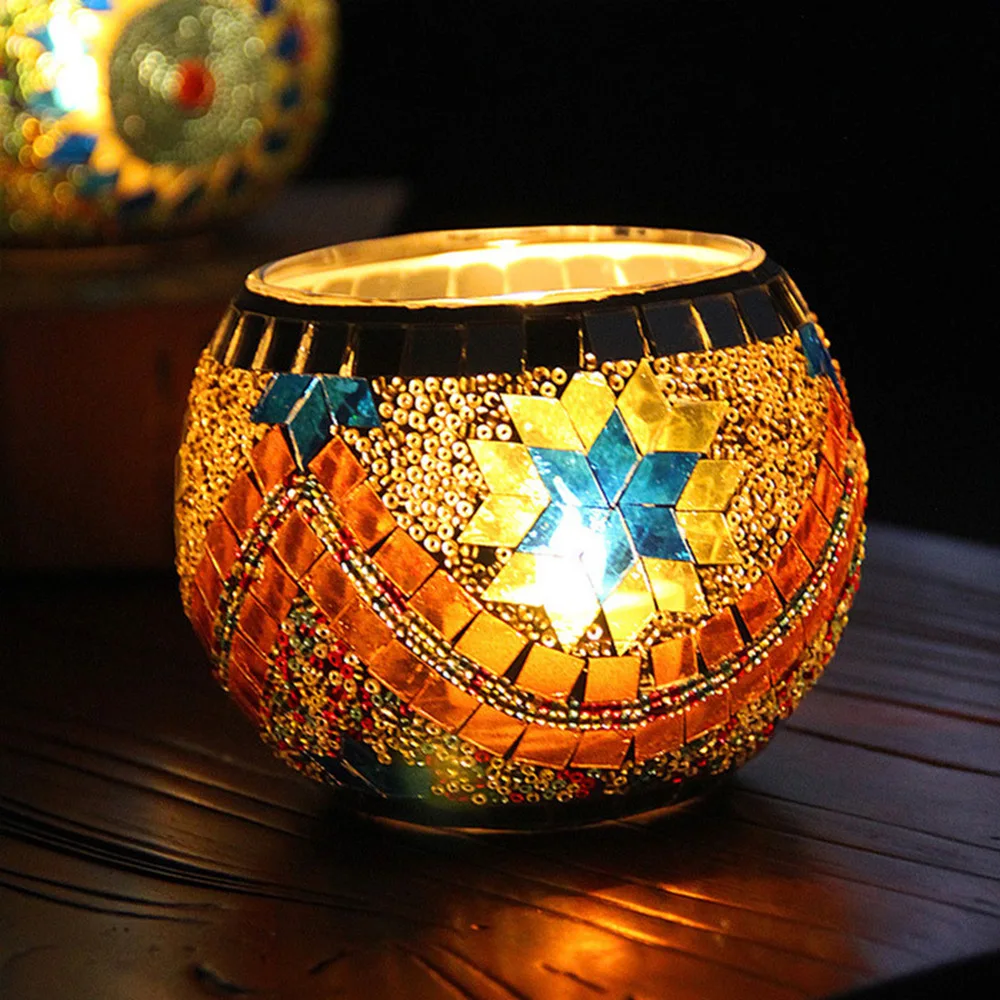 Марокканский Стиль подсвечник ручной работы мозаика романтическая свеча ужин