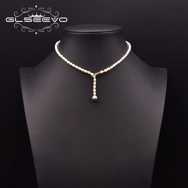 

GLSEEVO Pure Natural Freshwater Pearl Woman Necklace Simple Clavicle Necklace Birthday Engagement Luxury Jewelry Jewelry GN0293