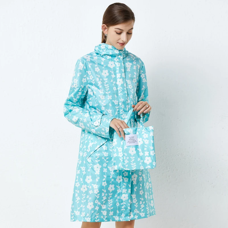 Плащ-дождевик с принтом в японском и корейском стиле легкий средней длины тонкий