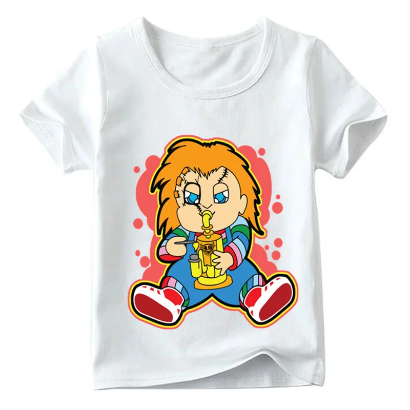 2019 Детская футболка с рисунком мультяшного рисунка Чаки дьявола летние белые