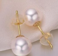 noble jewelry pair of 12 13mm round south sea white pearl earring 18k