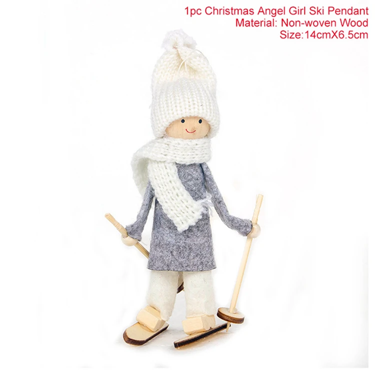 Doll ornaments 1 HUIRAN, Рождественский деревянный поезд, украшения, деревянные рождественские украшения для дома,, Рождественский Декор, подарок для детей, счастливый год - Цвет: Doll ornaments 1