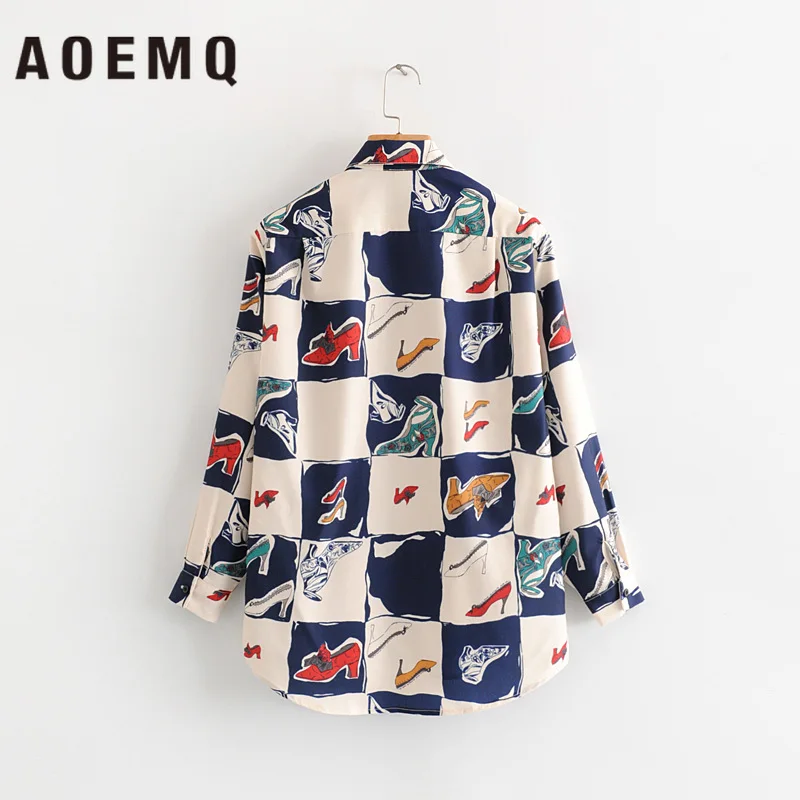 AOEMQ/модные бежевые рубашки Женская одежда Блузка принцессы с бантом на высоком