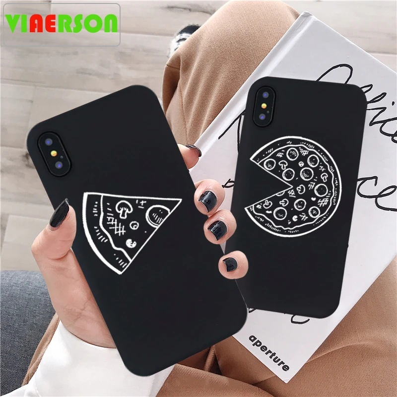 

Funny Pizza Best Friends Phone Case For iPhone X XS MAX XR 11 Pro 7 8 6 6s Plus Black Couple Soft Back Cover Funda Shell