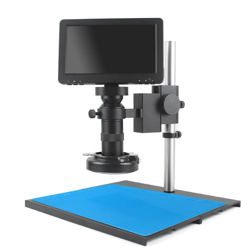 7 inch lcd hd video microscope with130x c mount lens electronic microscope camera with metal stand professional repair tools free global shipping