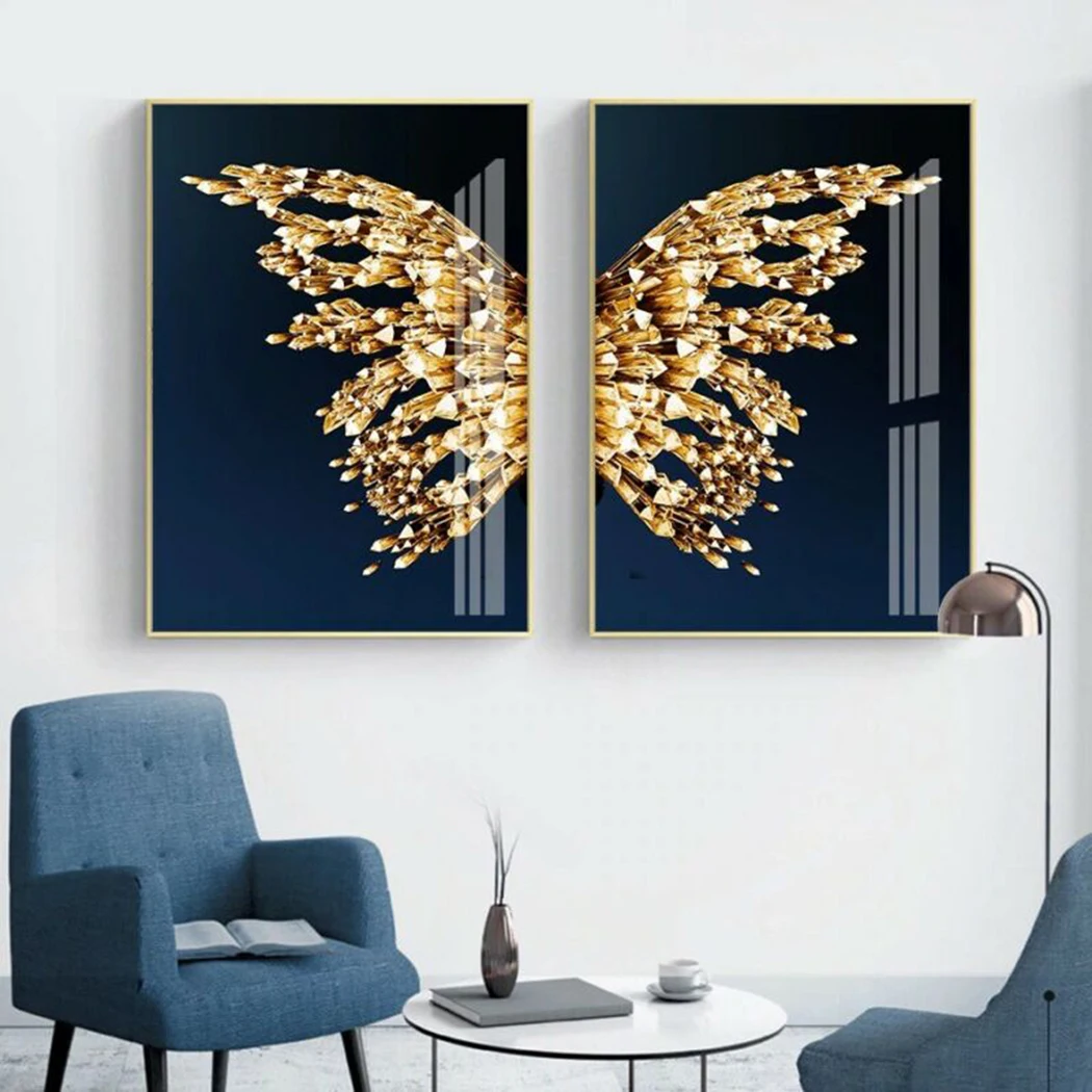 

Unframed Canvas Printing Posters Butterfly No Frame Wings 2 Panel Modern Abstract Artwork