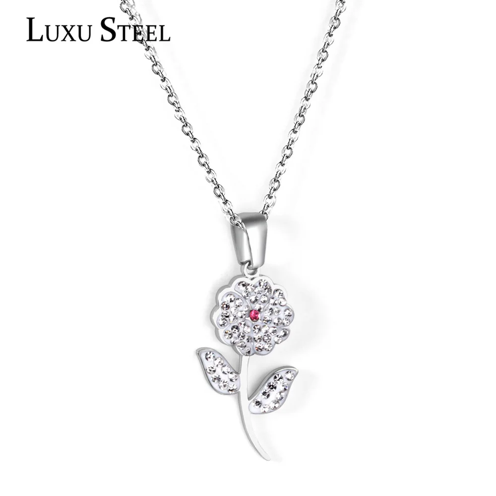 

LUXUSTEEL Новые поступления серебряный цвет Роза Форма Женский подарок из нержавеющей стали воротники-ожерелья оптовая продажа