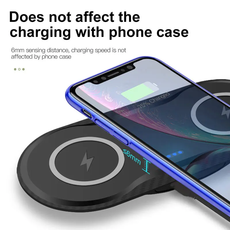 Двойное Беспроводное зарядное устройство Qi 20 Вт для iPhone 12 11 XS XR X 8 AirPods Pro Samsung S20 S10 S9