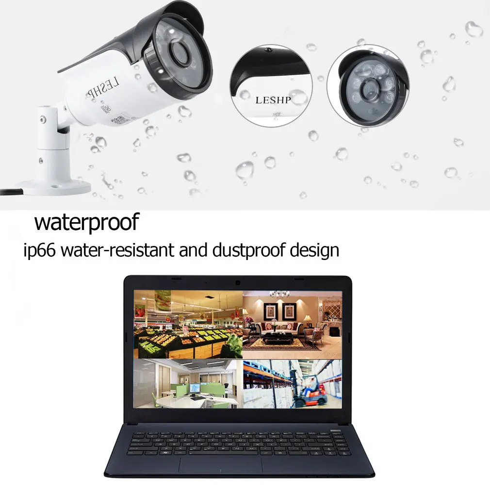 LESHP 960P HD Проводная наружная Водонепроницаемая камера IP66 МП 6 шт. стандартная
