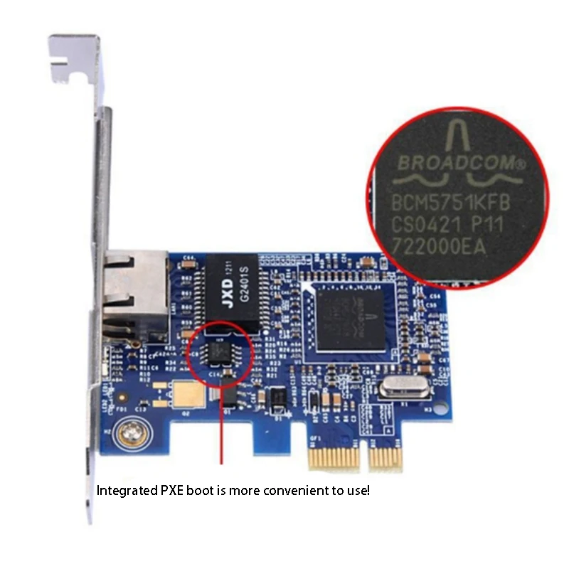 PCI-E бездисковая сетевая карта 10/100/1000M (5751-S) сетевой адаптер Broadcom Gigabit Ethernet с