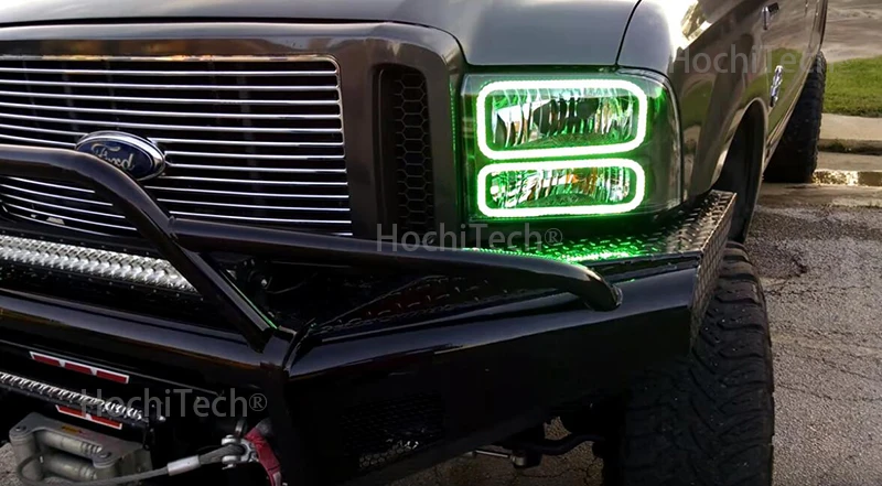 Для Ford F-250 F250 2005 2006 2007 RGB светодиодный ангельские глазки многоцветный с Halo кольцом дистанционное управление фар