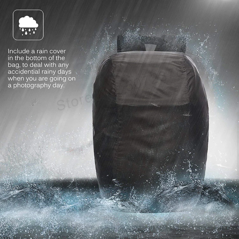 Large Capacity DSLR Camera Bag Outdoor Travel Nylon Waterproof Photography Backpack For Tripod Flash Light Camera w/ Rain Cover
