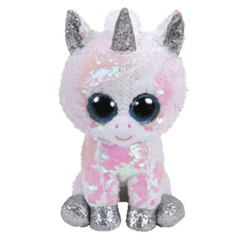 

15CM New Ty Beanie Boos Big Eyes White Glittering Unicorn Plushie Cute Doll Decor Toys Boys Girls Child Birthday Christmas Gift