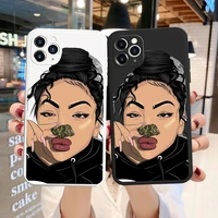 black girl magic melanin poppin queen art phone case for iphone 13 12 11 pro max 6s 7 8 plus 5 x xr xs silicone soft tpu cover