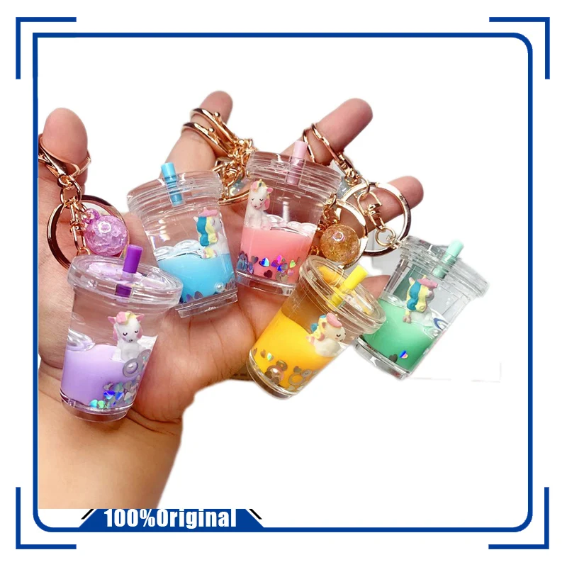 

Anime Kawaii Creative Personality Cute Little Daisy Unicorn Milk Tea Cup Keychain Ins Small Exquisite Bag Pendant Christmas Gift