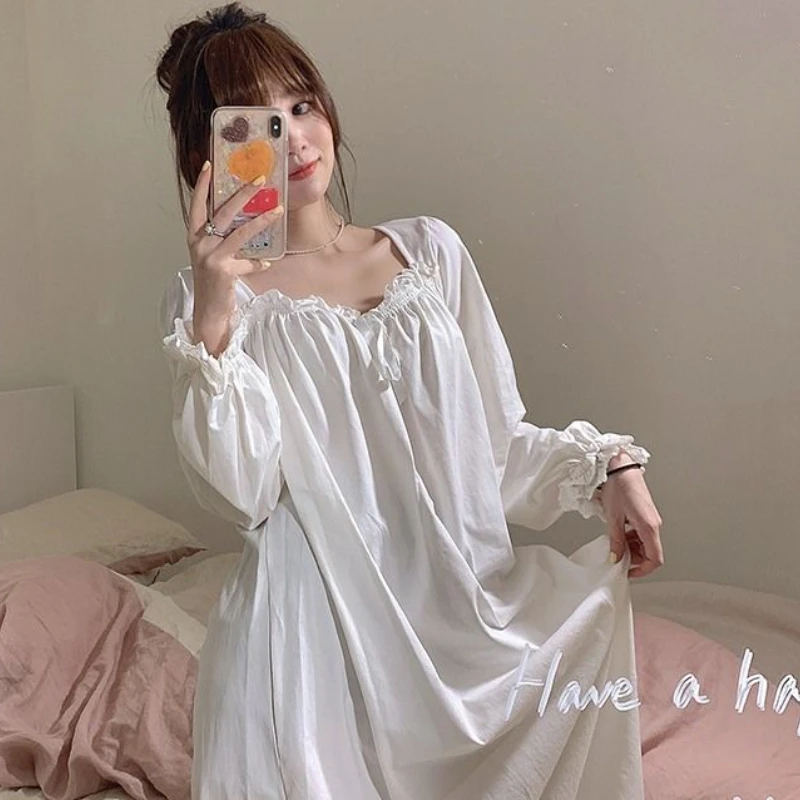 Для женщин ночные рубашки для девочек с длинными рукавами кружевное платье