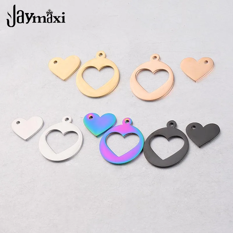 Jaymaxi с парным сердцем зеркальные шармы полированная Нержавеющая сталь DIY любовь
