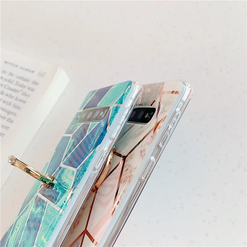 Сращивания мраморный чехол для телефона с кольцом-держателем для samsung Galaxy note 10 S8 9 10 плюс S10E A40/50/70 розовым алмазом мрамор Cove
