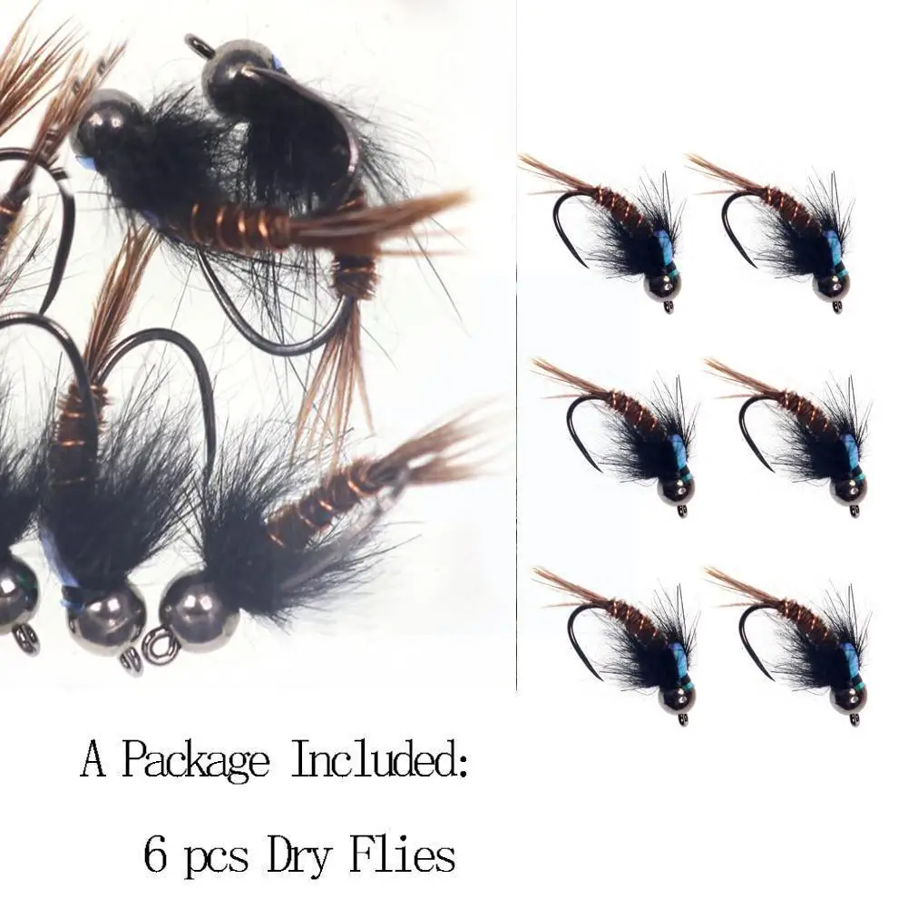 

6pcs Flash Back Pheasant Tail Nymph Fly Tungsten Bead For Trout Fake Nymph Fishing Lure Grayling Panfish Fishing Wet L V4i8