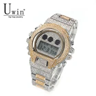 Uwin Цифровые мужские часы хронограф Дата наручные часы светящиеся Роскошные светодиодные электронные водонепроницаемые мужские часы со льдом