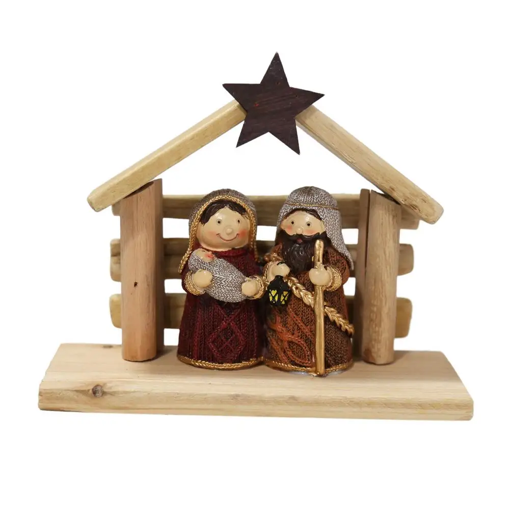 

High Quality Christmas Nativity Scene Resin Nativity Figurines Ornament Nativity Set Stable For Home Church Decoration