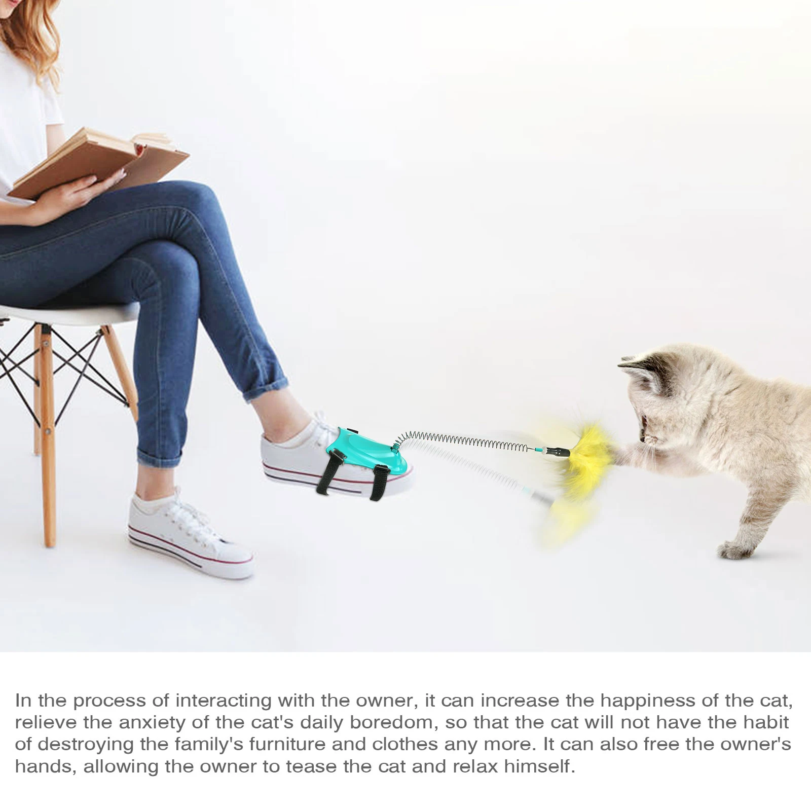 

Multi Hands-Free Cat Feather Teaser Wand Cat Toys Interactive Cat Teaser Toys Kitten Toys Cat Wand for Toy Cat Supplies