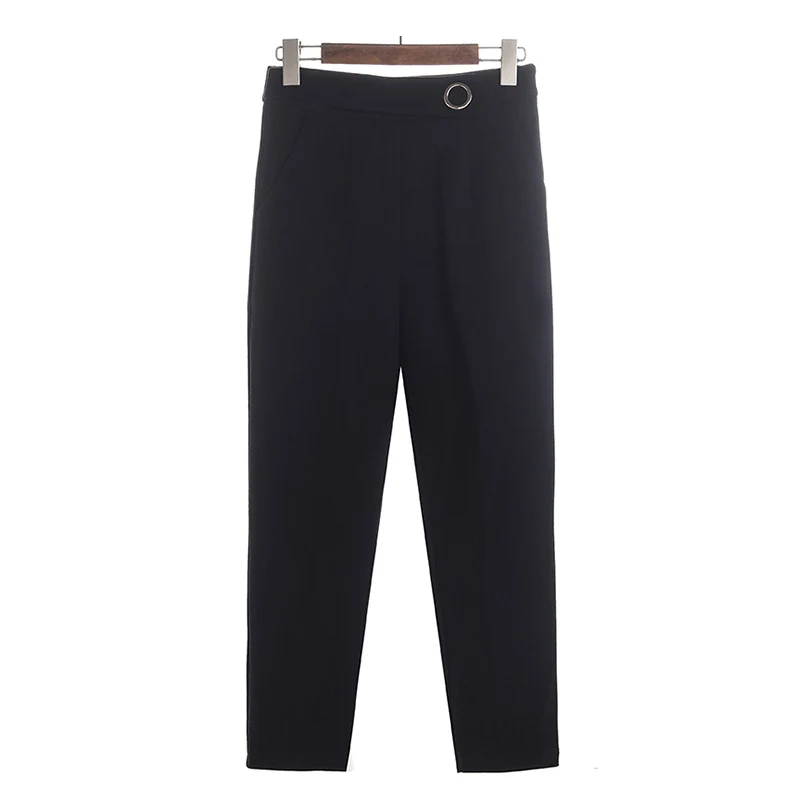 

Woman Harem Pant New Autumn Winter Khaki Silid High Waist Trousers Office Ladies Work Thicken Capri Pants 2019