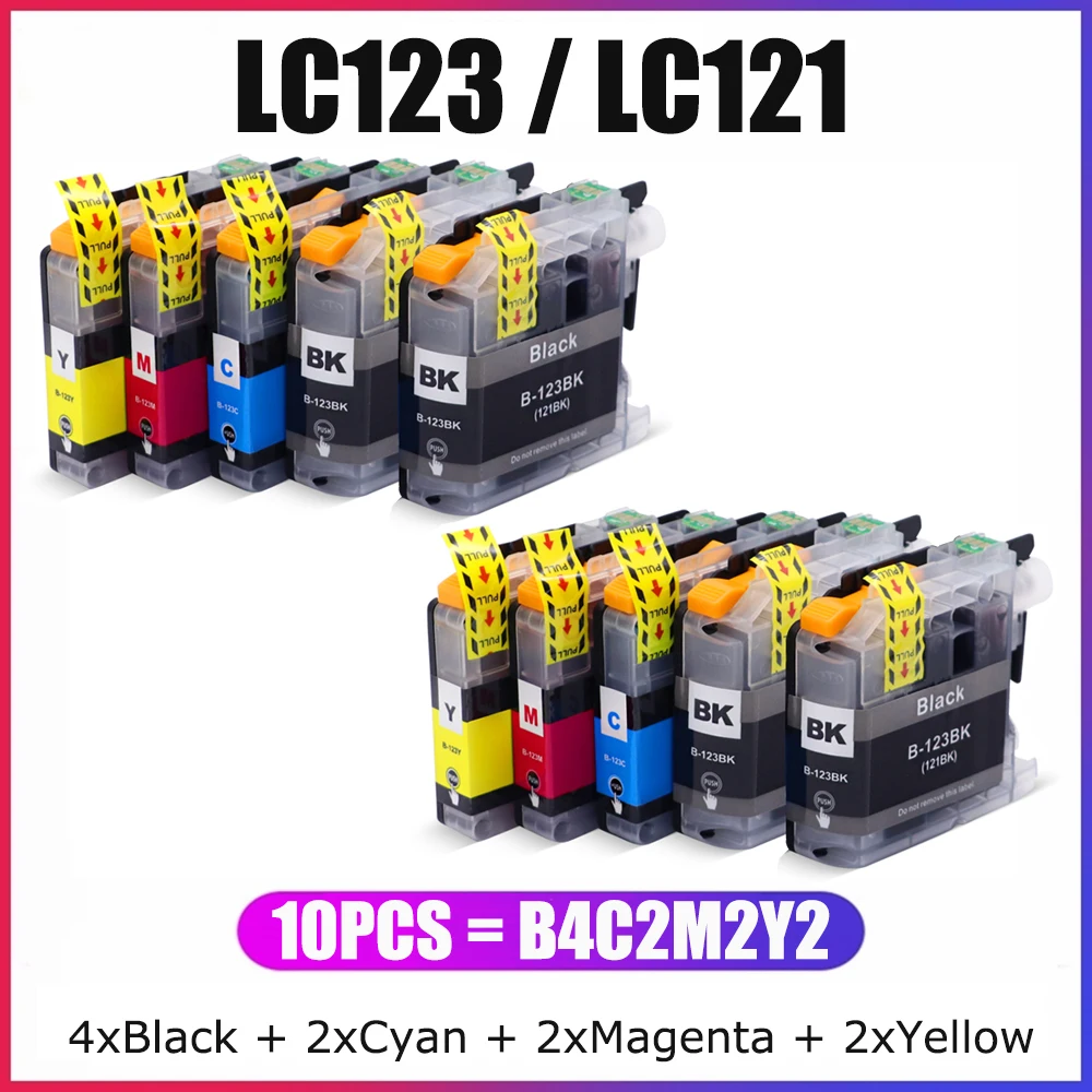 Чернильный картридж YC для Brother LC123 LC121 LC123BK LC123C LC123M LC123Y MFC-J4610DW J4410DW J6720DW J4610DW DCP-J132W J172W