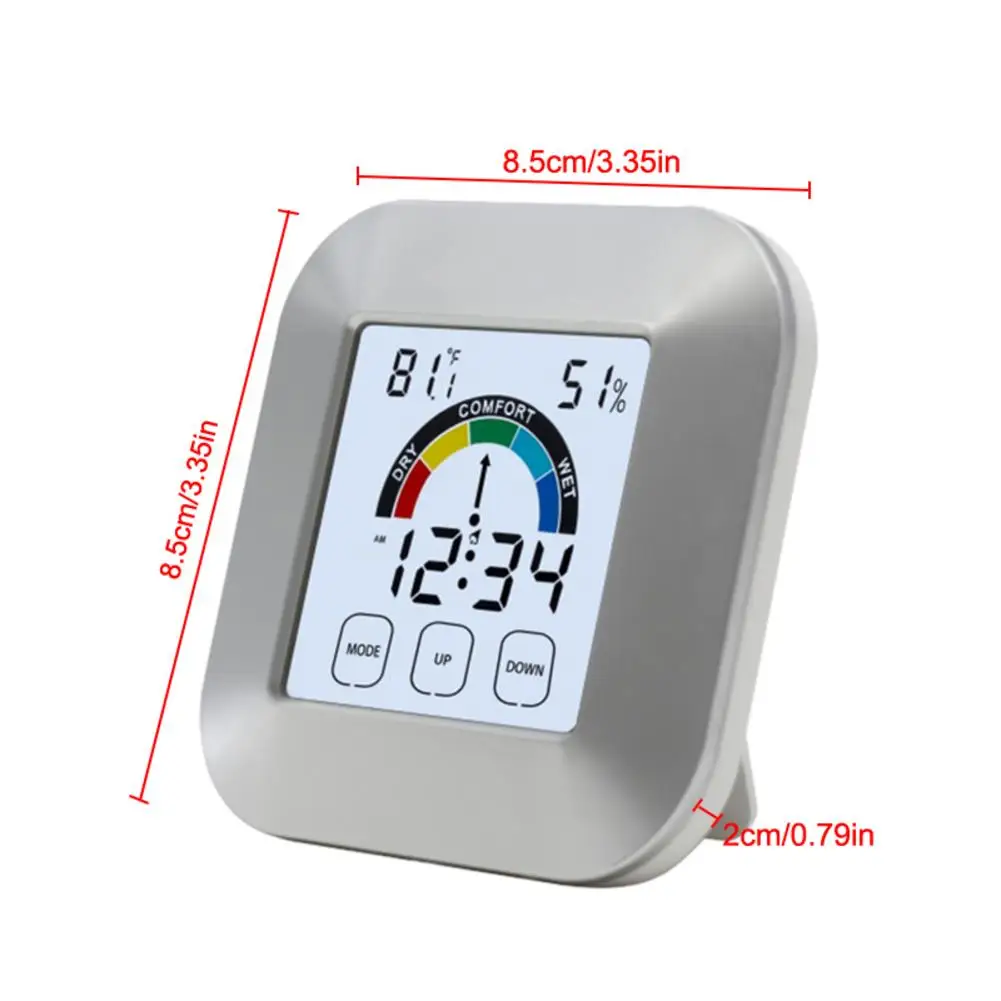 

Indoor Digital Thermometer Hygrometer Electronic Temperature Humidity Meter C/F LCD Display Sensor Probe Weather Touch Clock