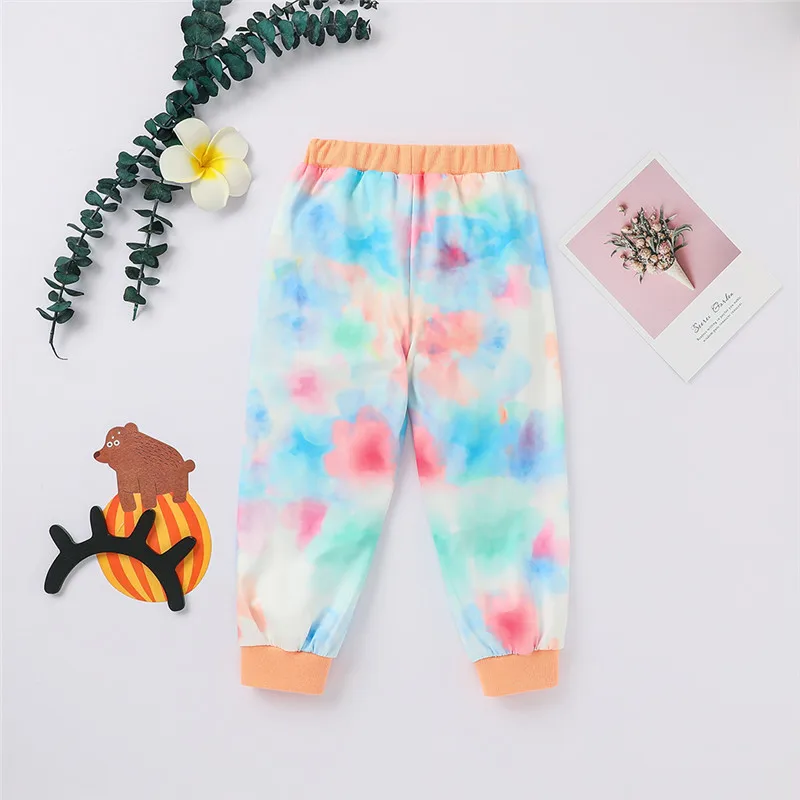 

Kids Boys Girls Tie Dyeing Clothes Suit Tie-Dye Printed Sets 2-7Y O-Neck Autumn Long Sleeve Tops Pants Children Streetwear Sets
