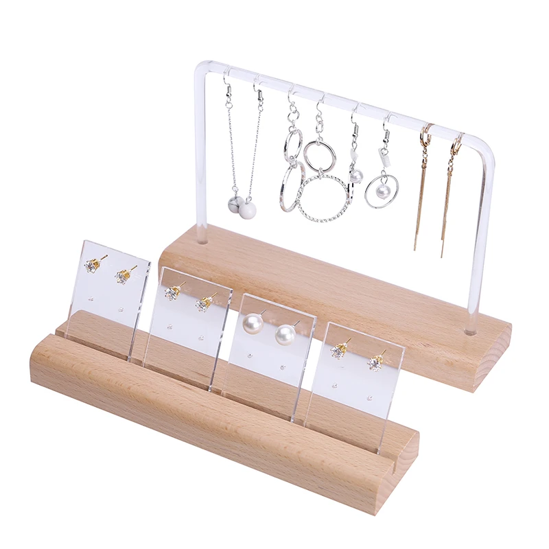 

Wooden and acrylic earring holders necklace stand for jewelry bracelet holders jewelery organizer jewellery display case Hanging