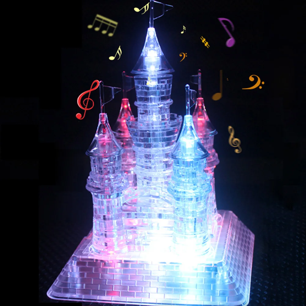 

DIY 3D Castle Model Transparent Crystal Music DIY Flashing Christmas Gift