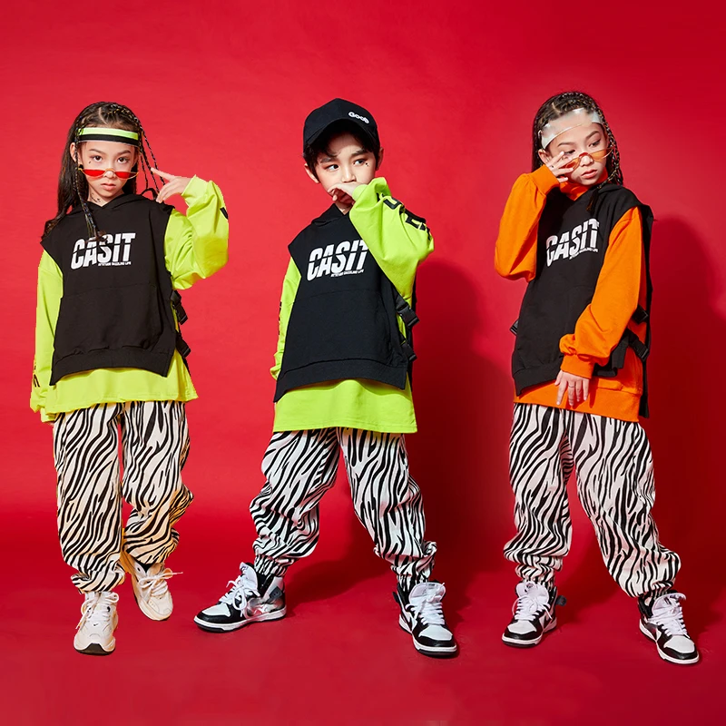 

New Modern Dance Clothes Girls Boys Jazz Street Dance Costumes Loose Hip Hop Dancing Clothes Performance Rave Clothes DQS6211