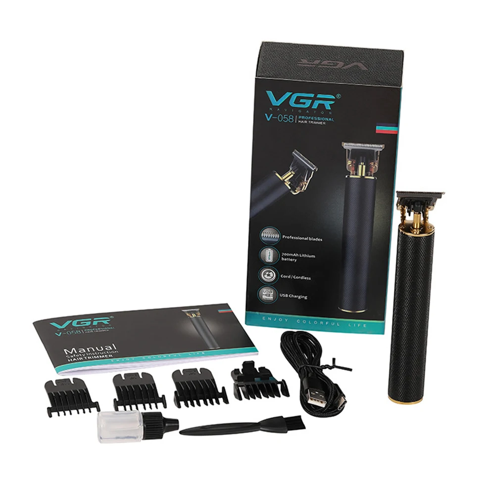 

V-058 10W Men Hair Shaver Professional Haircut Electric Cutter Razor Cordless Low Voice USB Rechargeable Trimmer