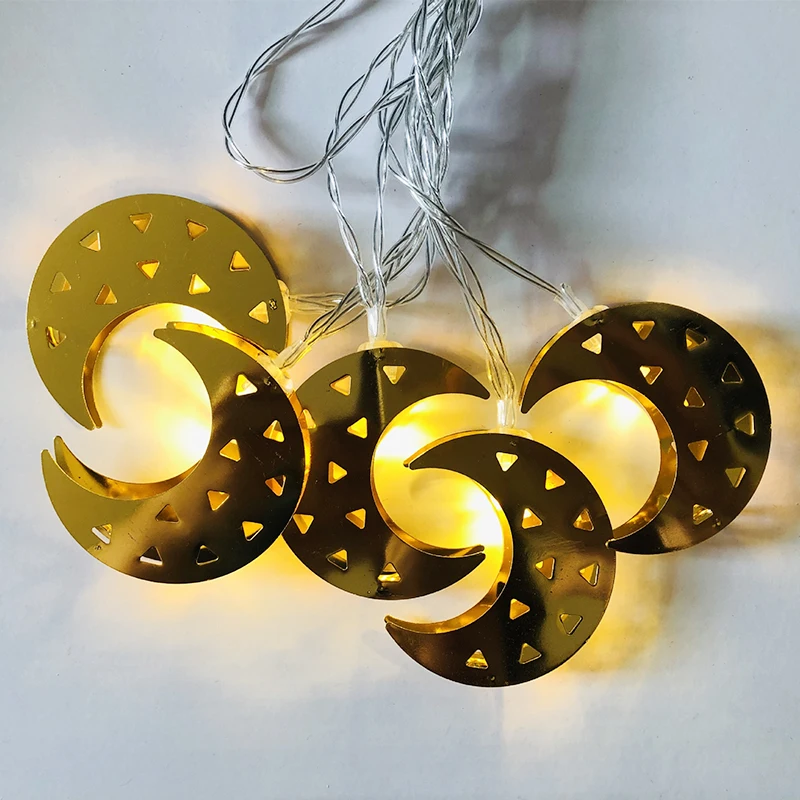 

10 LED Eid Mubarak Decorative String Lights Gold Palace Ramadan Kareem Lantern Garland Muslim Islam Party Supplies Party Decor