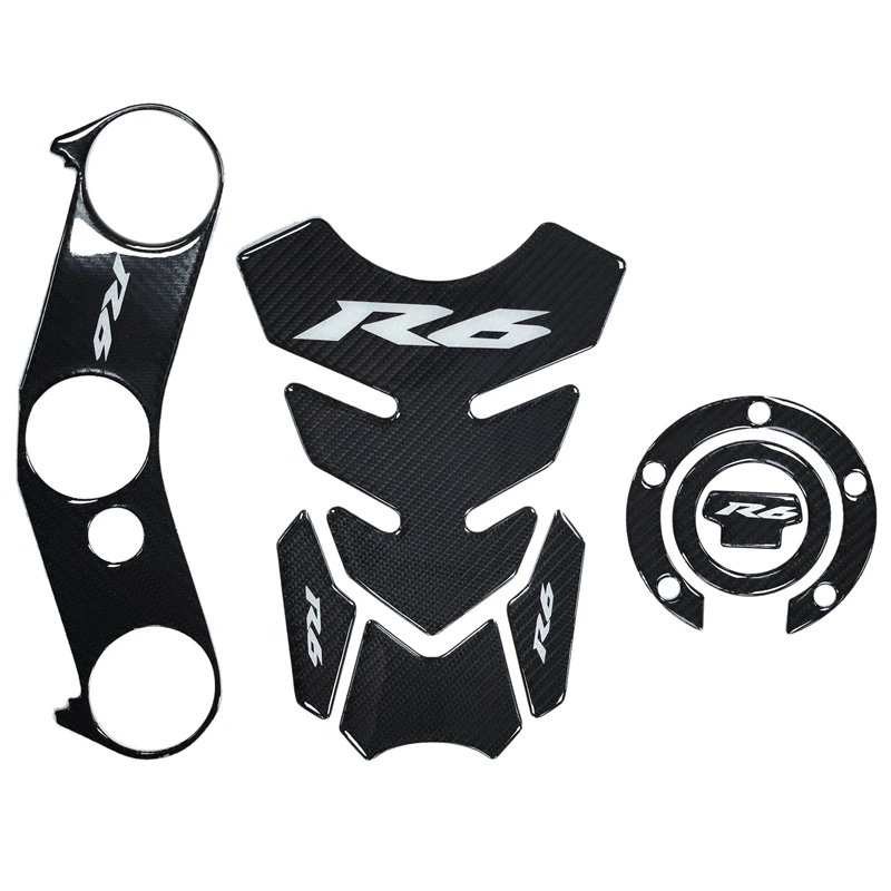 

Carbon Fibre Gas Cap for Yamaha YZF R6 2006-2016 Triple Tree Front End Upper, Top Clamp Decal Tank Pad Protector Kit