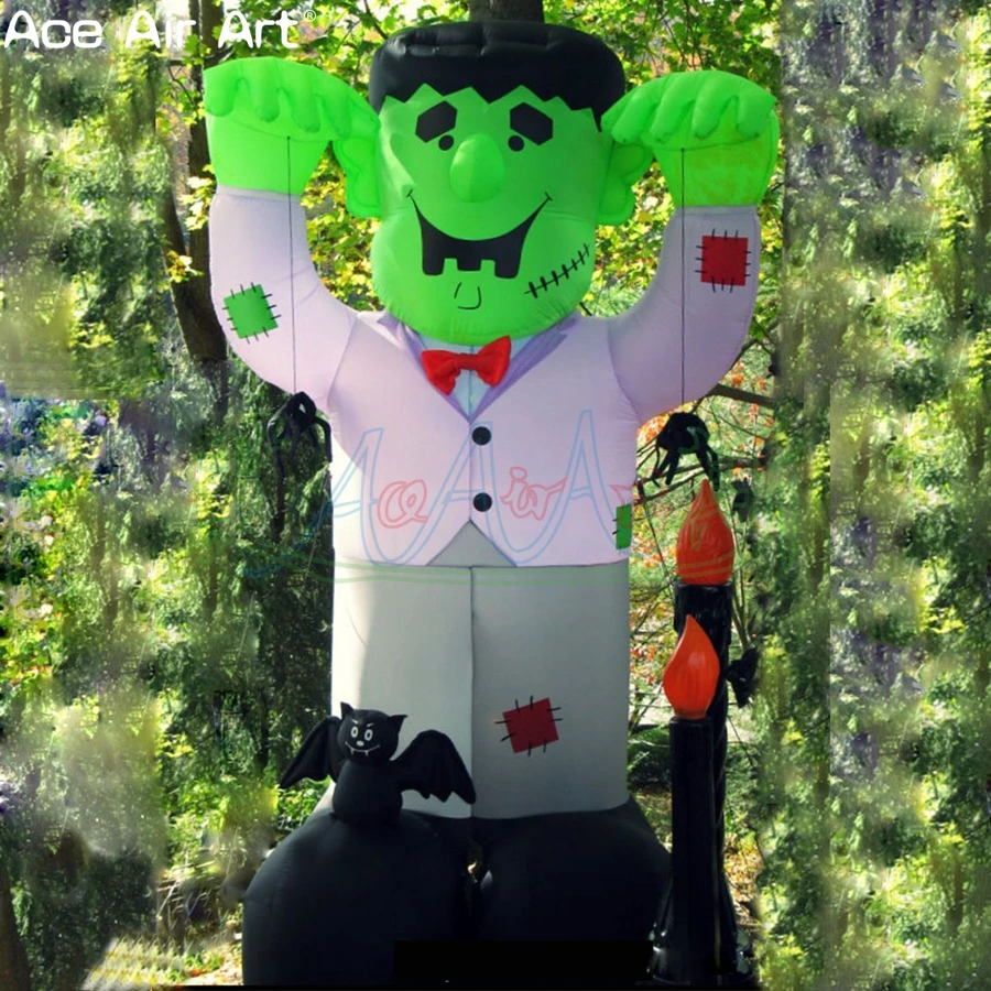

Dood Quality Giant Inflatable Halloween Frankenstein Catch Spiders With Green Face Street Decorations Holiday Event Props