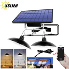 Подвесной светильник KSIJEH на солнечной батарее, двойная головка, комнатный и уличный фонарь с белым теплым белым светильник для сада, внутреннего дворика